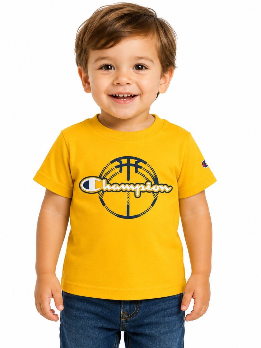 CHAMPION Boy's Yellow Logo Shirt - 2T